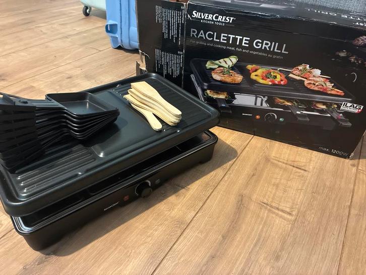 Silvercrest Gourmetstel/Raclette Grill - Compleet!, Witgoed en Apparatuur, Grillplaten, Zo goed als nieuw, Tafelgrill, Vaatwasmachinebestendig