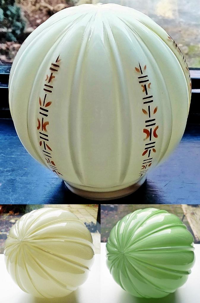 4x Antiek Glazen Thabur Lamp Bollamp Plafondlamp Zie Omschr, Antiek en Kunst, Antiek | Lampen, Ophalen of Verzenden