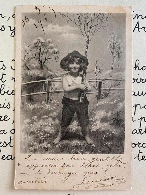 25-3-1903 Jongetje met berkentak (BB), Verzamelen, Ansichtkaarten | Themakaarten, Gelopen, Voor 1920, Kinderen, Ophalen of Verzenden