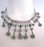 Spectaculair Jaren '50 Collier Zilver en Natuursteen., Sieraden, Tassen en Uiterlijk, Antieke sieraden, Verzenden, Zilver, Ketting