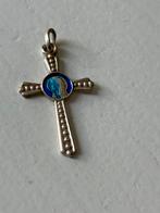 Kruisje zilver madonna maria emaille vintage, Ophalen of Verzenden, Zo goed als nieuw, Zilver, Kruis of Symbool