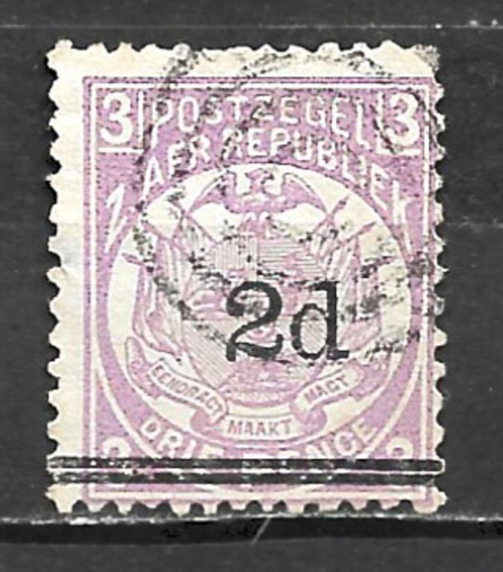 Transvaal 1885 Overdruk 2d op Drie Pence, Postzegels en Munten, Postzegels | Afrika, Gestempeld, Zuid-Afrika, Verzenden