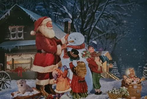 Santa playing outside - Kerstpuzzel van King - 1000 stukjes, Hobby en Vrije tijd, Denksport en Puzzels, Gebruikt, Ophalen of Verzenden
