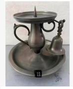 Tinnen Blaker kaars-houder, 12 cm hoog, met dover, Antiek en Kunst, Antiek | Tin, Ophalen of Verzenden