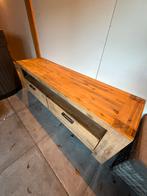Houten TV-meubel met lades, Ophalen, Gebruikt, 100 tot 150 cm, Eikenhout