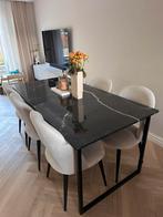 Zwarte marmeren eettafel – 180 cm, Ophalen, Zo goed als nieuw, Vijf personen of meer, 150 tot 200 cm