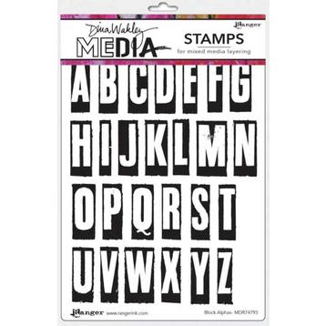 Ranger Dina Wakley Media Cling Stamp Block Alphas #74793 beschikbaar voor biedingen
