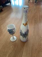 Decoratieve Fles & Glas Set, Huis en Inrichting, Woonaccessoires | Kandelaars en Kaarsen, Overige materialen, 25 tot 50 cm, Wit