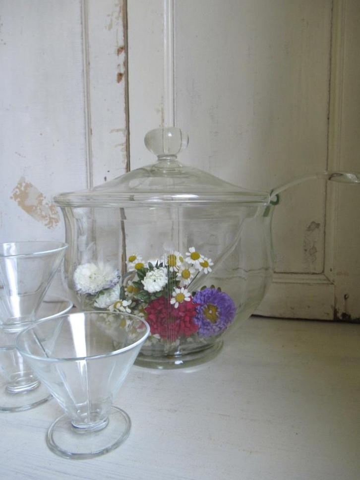 ~ oude glazen bowl set, bricbracbrocante ~, Antiek en Kunst, Antiek | Glas en Kristal, Ophalen of Verzenden