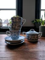 Mooi antiek/vintage servies van porselein in saksisch blauw, Ophalen of Verzenden
