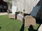 2 wicker tuinstoelen verstelbaar + hocker, Tuin en Terras, Tuinstoelen, Ophalen, Gebruikt, Rotan, Verstelbaar