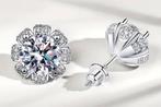 Silveren oorbellen met 2ct Moissanite diamanten, Ophalen of Verzenden, Nieuw, Zilver
