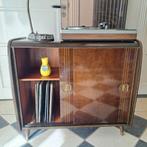 Vintage Midcentury platenkast en muziekmeubel, jaren'60., Teakhout, Vintage, Ophalen of Verzenden, 25 tot 50 cm