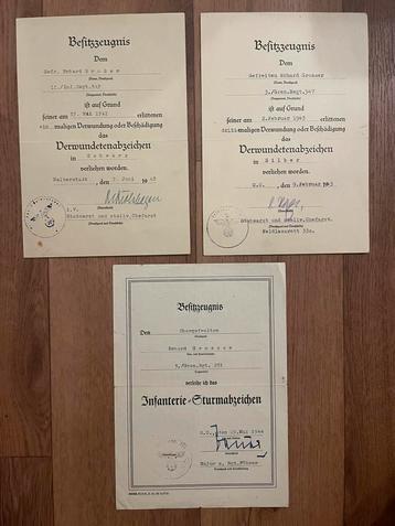 Set oorkondes / Besitzzeugnis ISA, VWA Wehrmacht beschikbaar voor biedingen