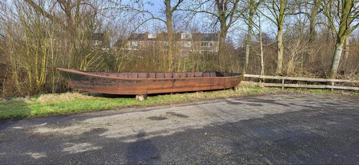 Noord-Hollandse praam, Watersport en Boten, Platbodems, Gebruikt, Staal, Diesel, Ophalen