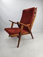 Teakhouten fauteuil met rode ribstof Gelderlander Rob Parry, Gebruikt, Ophalen of Verzenden, 75 tot 100 cm, Hout