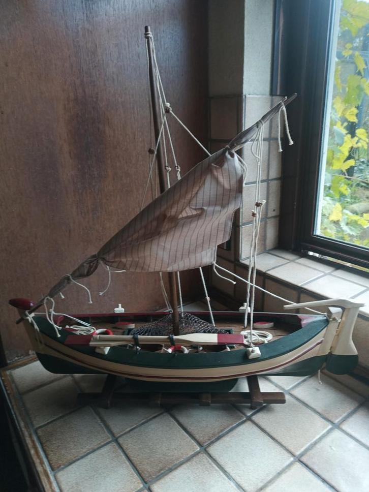 Mooie houten Vissersboot / Zeilboot - Nieuw - 65cm, Verzamelen, Scheepvaart, Nieuw, Schaalmodel, Zeilboot, Ophalen of Verzenden