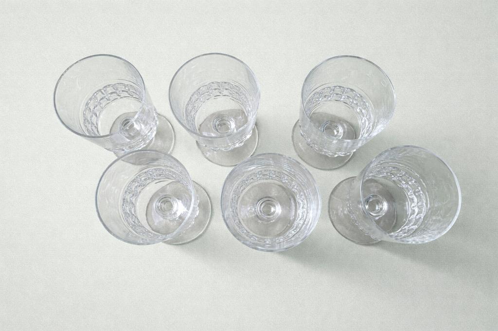 Luminarc Quadrille wijnglazen set 6 vintage BP ruitpatroon, Glas of Glazen, Nvt vintage, Ophalen of Verzenden, Overige stijlen