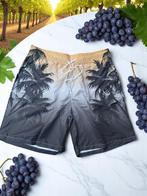 Zwembroek - zwem short beige zwart met palmbomen 1XL, Zwart, Geen merk, Maat 56/58 (XL), Ophalen of Verzenden