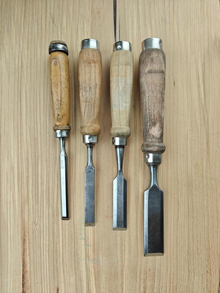 Nooitgedagt beitelset - kort - 4 stuks, Doe-het-zelf en Verbouw, Gereedschap | Handgereedschap, Gebruikt, Ophalen of Verzenden