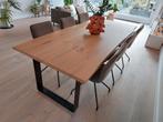 Boomstamtafel Skylt lak, metalen poten, zo goed als nieuw!, Huis en Inrichting, Tafels | Eettafels, Ophalen, 100 tot 150 cm, Eikenhout