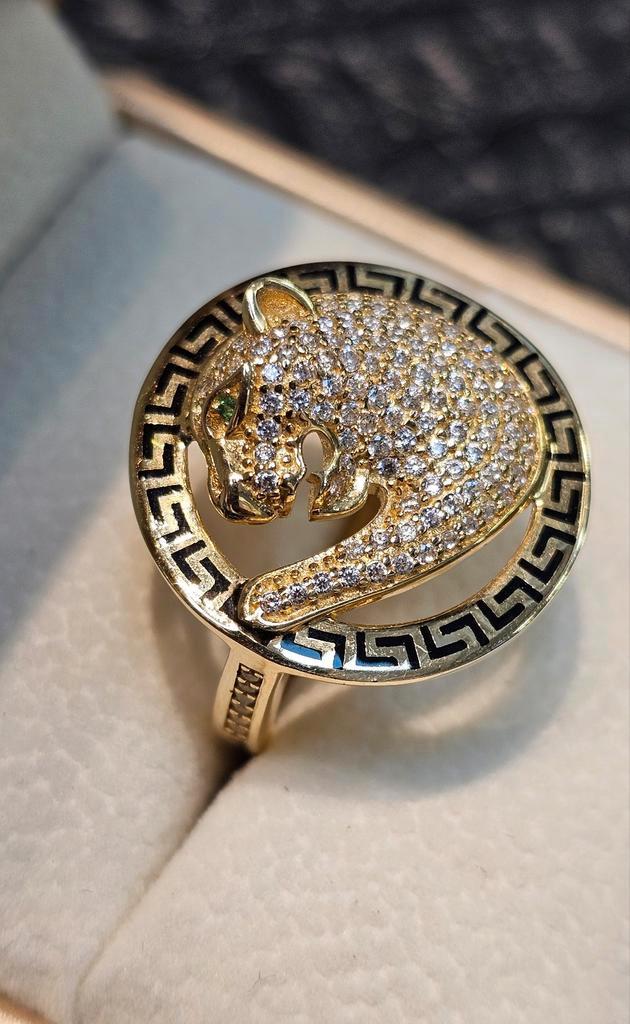 Prachtige panter 14k gouden ring, Sieraden, Tassen en Uiterlijk, Ringen, Nieuw, Dame, 17 tot 18, Goud, Goud, Ophalen of Verzenden