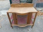 Art Nouveau eiken theekastje met opstand en snijwerk., Ophalen
