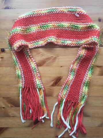 Originele zgan gehaakt oranje groene gele gebreid sjaal boho beschikbaar voor biedingen