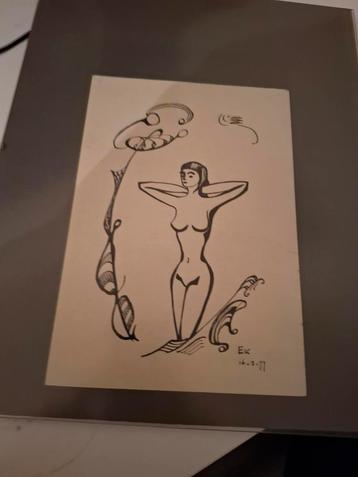 Tekening van een vrouw beschikbaar voor biedingen