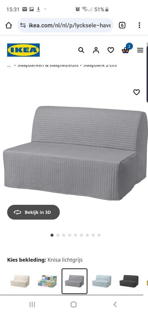 Ikea slaapbank, Huis en Inrichting, Slaapkamer | Slaapbanken, Zo goed als nieuw, 140 cm, 200 cm, Tweepersoons, Grijs, Ophalen