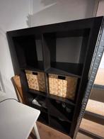 Zwarte open kast met vakken, Ophalen, Gebruikt, 100 tot 150 cm, Minder dan 100 cm