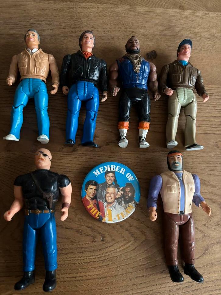 Vintage A-Team (1983) 4 A-team + Python, Rattler & Button, Verzamelen, Speelgoed, Gebruikt, Verzenden