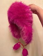Hot pink vossen bont muts, Verzenden, Zo goed als nieuw, Muts