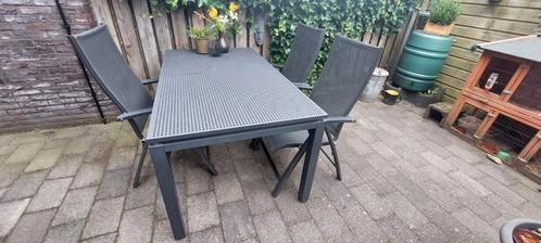 Bellagio tuinset met 3 verstelbare stoelen en stoelkussens, Tuin en Terras, Tuinsets en Loungesets, Gebruikt, Aluminium, Ophalen