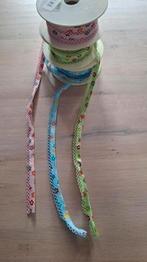biasband met bloem en kant roze blauw groen, Hobby en Vrije tijd, Naaien en Fournituren, Ophalen of Verzenden, Nieuw, Lint, Band of Elastiek