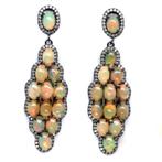 oorbellen 925 zilver geerodeerd met Ethiopisch Opaal top, Wit, Nieuw, Ophalen of Verzenden, Met edelsteen