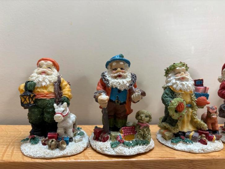 Vintage Polystone Kerstmannetjes Set 5, Diversen, Kerst, Zo goed als nieuw, Ophalen of Verzenden