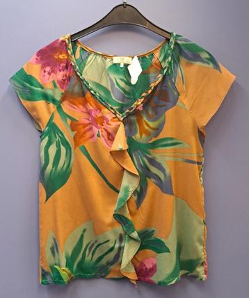 Dept shirt bruin + roze/groene bloemen mt S 42874 gratis vz beschikbaar voor biedingen