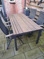 Tuintafel, 4 stoelen incl kussens, Ophalen of Verzenden, Gebruikt, Rechthoekig