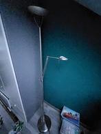 Staande rvs schemerlamp met leeslamp, Huis en Inrichting, Lampen | Vloerlampen, Modern, 150 tot 200 cm, Gebruikt, Metaal