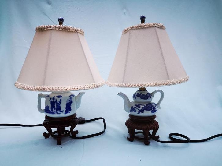 2 oude chinees Porseleinen theepot lamp handgemaakte ambacht, Antiek en Kunst, Antiek | Lampen, Ophalen of Verzenden