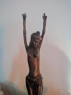 Oude koperen Jugendstil half naakte vrouw beeld, Ophalen