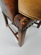 Antieke Lederen Fauteuil, Engeland Circa 1800, Ophalen