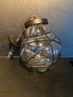 Grote hanglamp glas in metalen kooi, Ophalen of Verzenden, Zo goed als nieuw, Glas, Minder dan 50 cm