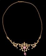 Luxe roze toermalijn zaad parels 14k gouden dames ketting, Sieraden, Tassen en Uiterlijk, Antieke sieraden, Ophalen of Verzenden