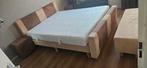 Boxspring velours met hockers en voetenbank, Ophalen, Tweepersoons, Zo goed als nieuw, 200 cm