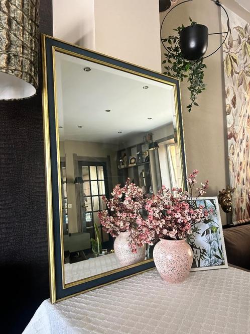Spiegel facet geslepen blauw & goud vintage, Huis en Inrichting, Woonaccessoires | Spiegels, Zo goed als nieuw, Minder dan 100 cm