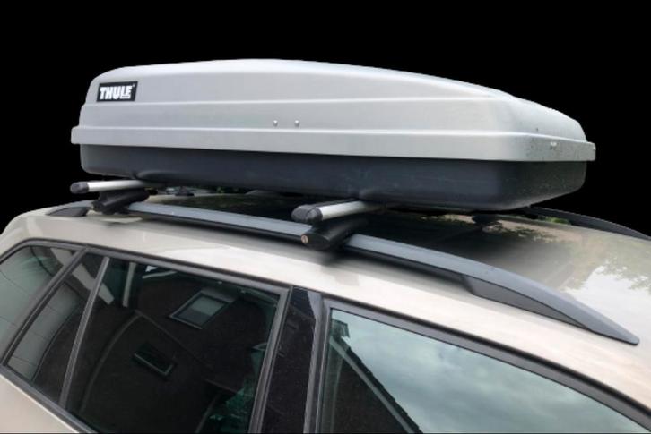 Huren Thule dakkoffer + universele dakdragers €25 p.w., Auto diversen, Dakkoffers, Zo goed als nieuw, Ophalen