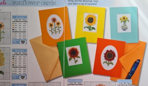 Zonnebloemen 5 borduurpatronen om b.v. kaarten te maken, Hobby en Vrije tijd, Borduren en Borduurmachines, Nieuw, Patroon, Handborduren
