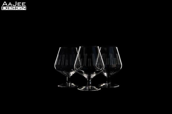 3 X Royal Leerdam – A.D. Copier – Atlanta – Cognacglas groot, Verzamelen, Glas en Borrelglaasjes, Zo goed als nieuw, Overige typen